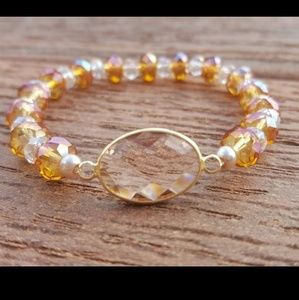 Light Champagne and Clear CZ  Beads